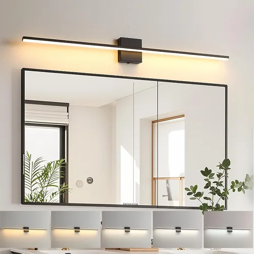 Vista 16 de Lámparas de baño sobre espejo, luz negra de tocador de baño de 12 pulgadas, lámpara LED de pared moderna de 11 W, 3000 K para barra de tocador