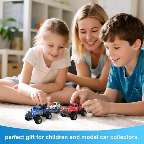 Vista 6 de MOONTOY 1:64 Escala Mini RC Car Alloy RC Truck con luces LED y remolque 2.4Ghz Remote and App Control Toy Car, 3-Speed Adjustment Pocket Mini Rc