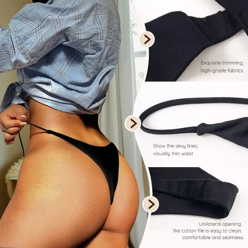 Vista 4 de chahoo Sexy Underwear for Women Thong Low Rise G-String Panties 5-Pack Low Waist T Back String Underpants Gift for Women