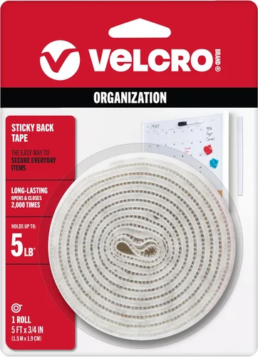 Vista 24 de VELCRO Brand Rollo de cinta negra de 5 pies x 3/4 pulgadas Con adhesivo Corte las tiras a la longitud deseada Cierres de gancho y bucle