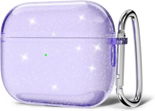 Vista 37 de Svanove Funda para Airpods Transparente con Purpurina, Funda Brillante y Bonita para Airpods de 1ª y 2ª Generación con Llavero, Carcasa Rígida