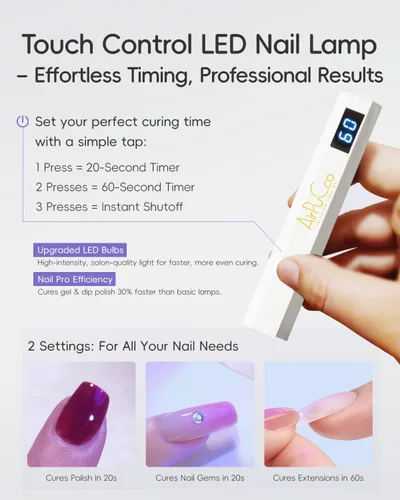 Vista 5 de Luz UV de mano para uñas de gel - Secador de esmalte de gel de mano inalámbrico, mini lámpara de uñas, 2 modos de temporizador y carga rápida USB-C