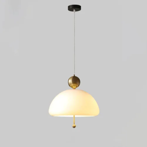 Vista 7 de Luces colgantes de metal con cúpula nórdica, moderna lámpara colgante de vidrio de leche, cable ajustable E14/E12 para cocina, isla de comedor, sala