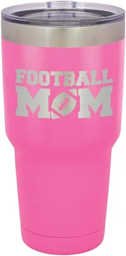 Vista 17 de FOOTBALL MOM - Vaso negro de 30 onzas con popote y tapa superior deslizante Taza de viaje de acero inoxidable Comparar con Yeti Rambler