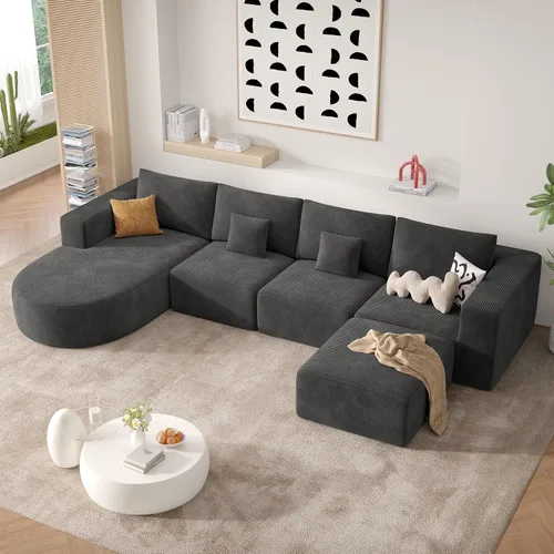 Vista 41 de Sofá cama modular, sofás de nube convertibles para sala de estar, 2 tumbonas de pana sin hueso, sofá cama de gran tamaño para dormitorio,