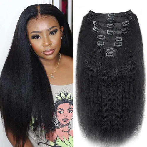 Vista 82 de Extensiones de cabello humano real rizado con clip, 4/27/4, ombré, rizado con clip, para mujer, 3C y 4A (12 pulgadas, #4/27/4)