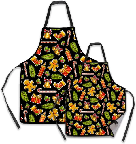 Vista 18 de Remimi Juego de 2 delantales de Navidad, impermeables, delantales de chef de cocina a juego para padres e hijos