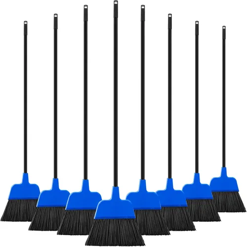Vista 8 de 8 escobas para exteriores para limpieza de suelos de 54 pulgadas, escoba comercial resistente, mango largo, escobas angulares para barredora Negro