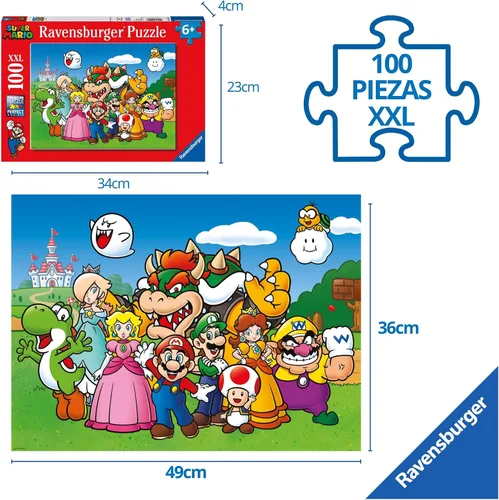Vista 4 de Ravensburger Super Mario - Rompecabezas de 100 piezas para niños a partir de 6 años, piezas extra grandes