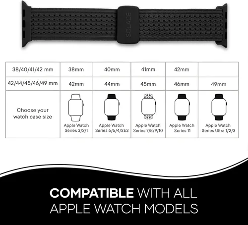 Vista 2 de Solace Sport Adapt - Correas para Apple Watch, nailon transpirable con cierre magnético, correa unisex para reloj inteligente, correa para Apple