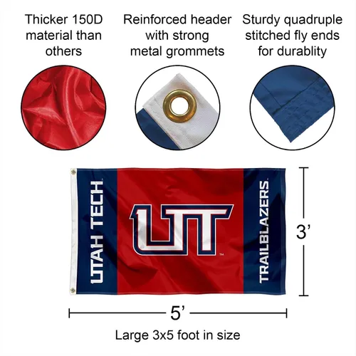 Vista 2 de Bandera grande con ojales de Utah Tech Trailblazers