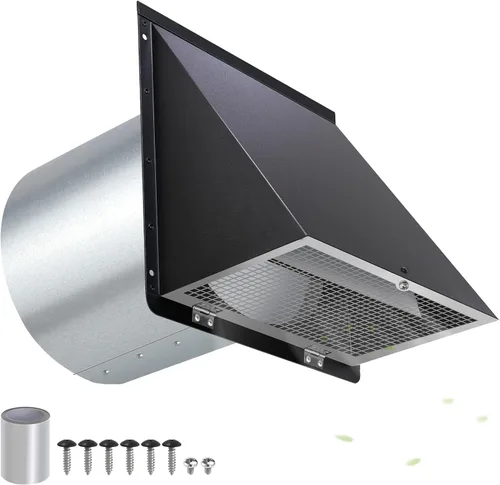 Vista 19 de Cubierta de ventilación de secadora de 3 pulgadas para exterior, ventilación de pared con capucha con rejilla y amortiguador, cubierta