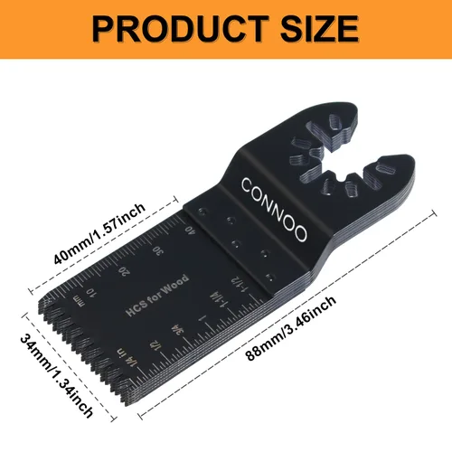 Vista 7 de CONNOO Paquete de 120 hojas de sierra oscilantes, cuchillas oscilantes multiherramienta para madera y plástico, dientes largos japoneses, kits