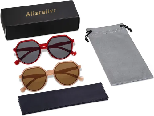 Vista 6 de Allarallvr Gafas de sol redondas hexagonales de moda para mujer diseño inspirado en la moda gafas de sol de sol AR82001