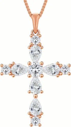 Vista 138 de YL Collar de cruz de plata de ley 925 con colgante de piedra natal religiosa para mujer