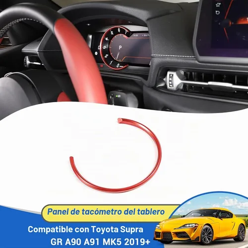 Vista 6 de Anillo de ajuste para salpicadero compatible con Toyota Supra GR A90 A91 MK5 2019-2025, anillo de decoración para tacómetro interior de coche Rojo