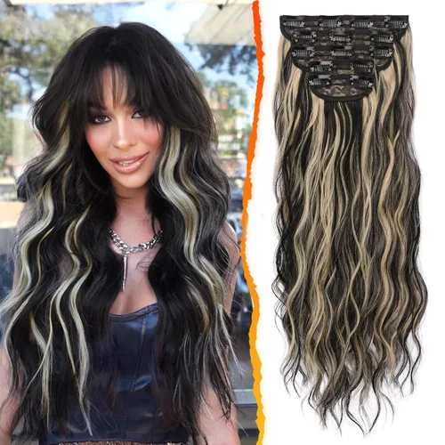 Vista 34 de BARSDAR Extensiones de cabello ondulado con clip negro marrón - 14 pulgadas, extensiones de cabello corto ondulado con clip para mujer - 5 piezas