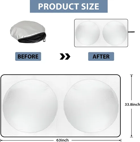 Vista 2 de Parasol para parabrisas con bolsillo de almacenamiento para SUV, protector solar duradero de poliéster 190T para ventana delantera, accesorios