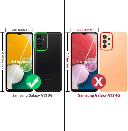 Vista 2 de TJS Funda compatible con Samsung Galaxy A13 5G, con [protector de pantalla integrado], cubierta protectora de cuerpo completo con purpurina y bonito