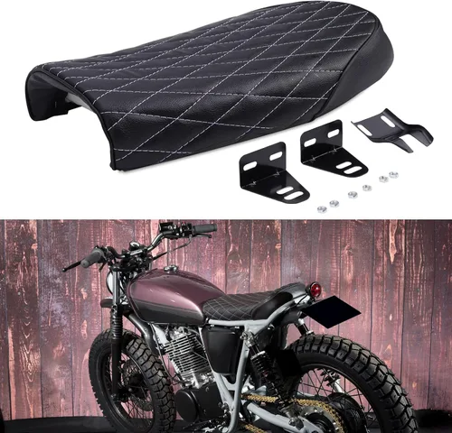 Vista 8 de DREAMIZER Asiento vintage para motocicleta Cafe Racer de Cuero PU compatible con Suzuki KZ400 KZ650 KZ750 TU250X GS450 GS750 GS1100 R75 R90 XJ550