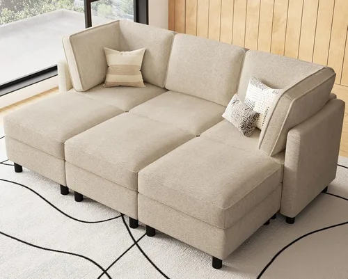 Vista 25 de Belffin - Sofá cama modular de 110.2 pulgadas, 12 asientos, color beige