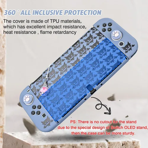 Vista 4 de DLseego Diseño de funda acoplable para Switch OLED, funda protectora antideslizante de absorción de golpes y controlador Joy Con con 1 colgante