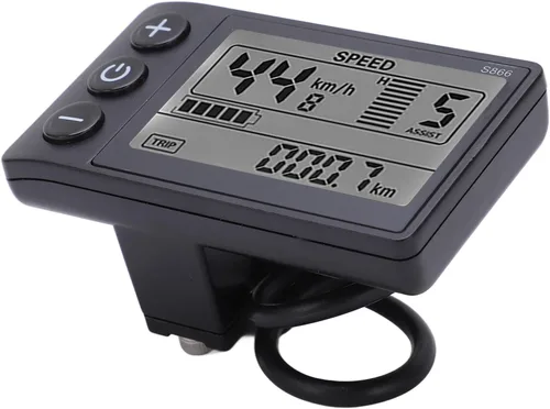 Vista 4 de Computadora de bicicleta, velocímetro de bicicleta S866, medidor de pantalla LCD, IP65, odómetro de ciclismo, 24 V, 36 V, 48 V, panel de control