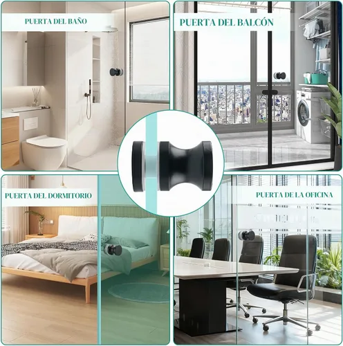 Vista 7 de Alise - Manija para puerta de ducha, pomo para puertas corredizas de ducha, color negro Heavy Duty Solid SUS304 Stainless Steel Knobs,One Sided