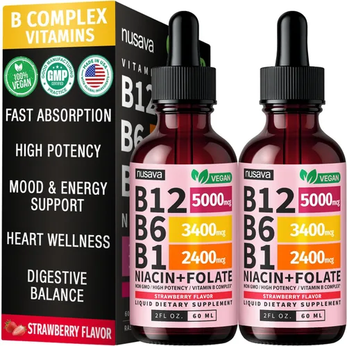 Vista 11 de Paquete de 2 gotas líquidas de vitamina B12 y B6, complejo de vitamina B sublingual B12 - Vitamina B 12 de 5000 mcg - B12 metilcobalamina