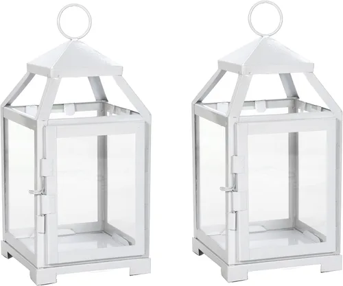 Vista 15 de Hosley's Farol estilo clásico, de 12 pulgadas de alto, de hierro y vidrio Regalo ideal para celebraciones, fiestas, bodas, Aromaterapia y Spa.