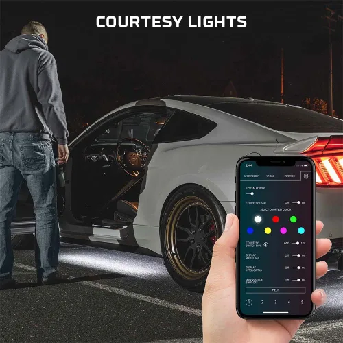 Vista 6 de LEDGlow, 4 unidades. Kit de iluminación LED para carrocería de autos, millones de colores SMD, con control para celular mediante Bluetooth