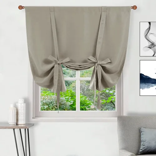 Vista 13 de DWCN Cortinas Opacas - Persiana Enrollable con Lazos para Ventana, Aislamiento Térmico, Oscurecimiento de Habitación, Cortinas con Bolsillo