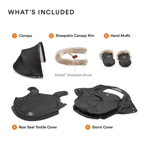 Vista 3 de Stokke Xplory X - Kit de invierno, color negro ónix, protege al bebé del clima frío y el viento, incluye guantes de forro polar para padres, telas
