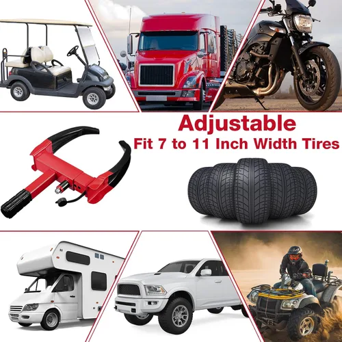 Vista 3 de 3 piezas de bloqueo de rueda para automóviles, bloqueo de rueda de remolque resistente, universal de seguridad antirrobo, abrazadera para neumáticos