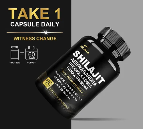 Vista 5 de DLNIA Shilajit 8 en 1 para hombres y mujeres con suplemento orgánico del Himalaya Ashwaganda con Rhodiola Rosea, ginseng, cúrcuma, hongos