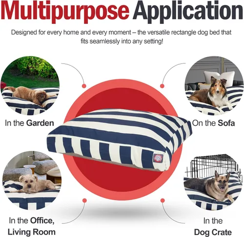 Vista 3 de Majestic Pet Cama rectangular grande para perros con rayas lavable, cama antideslizante y cómoda para mascotas, cama para perros con funda extraíble