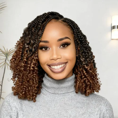 Vista 23 de Goddess Box Braids 1B3330 - Trenzas de ganchillo bohemias de 10 pulgadas para mujeres negras, paquete de 7 paquetes de trenzas bohemias preenlazadas