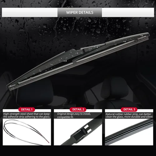 Vista 3 de Conjunto de limpiaparabrisas trasero, accesorios de brazo de limpiaparabrisas trasero de repuesto para Toyota RAV4 2013-2018, conjunto