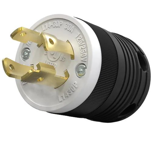Vista 9 de Paquete de 1 enchufe de bloqueo NEMA L14‑30P de 30 amperios macho 30A 250V Twist Lock L14‑30, enchufe de grado industrial de 3 polos de 4 cables