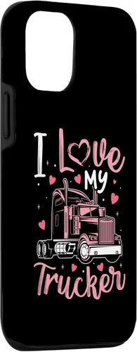 Vista 3 de Funda divertida para iPhone 14 I Love My Trucker para mujer, camionero, esposa, novia