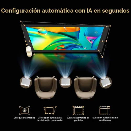 Vista 7 de Proyector oficial de Google TV 4K con WiFi y Bluetooth, proyector de películas inteligentes con enfoque automático HDR10, pantalla de 200 pulgadas