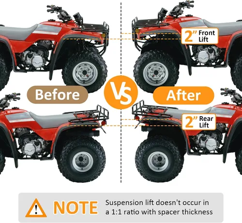 Vista 2 de WeiSen Kit de elevación de choque ATV de 2 pulgadas, elevación de suspensión delantera y trasera compatible con Honda TRX300 FourTrax 1993-2000