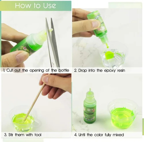 Vista 5 de LET'S RESIN Tinte de resina epoxi, pigmento de resina epoxi translúcida de 15 colores, pintura de resinas concentradas sin olor de 0.35 oz cada una