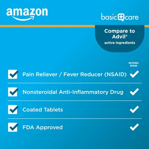 Vista 2 de Amazon Basic Care Tabletas de ibuprofeno de 200 mg, analgésico/reductor de fiebre, 100 unidades (el embalaje puede variar)