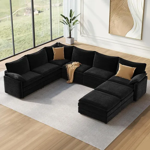 Vista 43 de Vesgantti Sofá modular de 108 pulgadas, cómodo sofá de nube con asiento profundo otomano movible, sofá modular en forma de L, sofás seccionales
