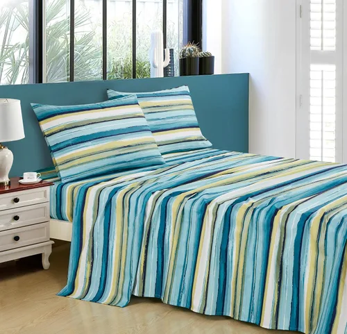 Vista 28 de Chezmoi Collection Juego de sábanas geométricas Lodge de 3 piezas tamaño Twin - Multicolor azul con estampado de diamante, microfibra cepillada