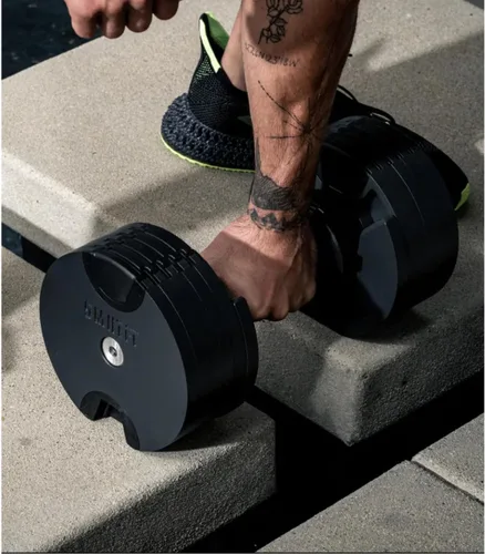 Vista 6 de Gronk Fitness - Mancuernas ajustables NUOBELL 5–80 lb Set Original NUOBELL 22 Pesos en 1 para entrenamiento de fuerza en el gimnasio en casa