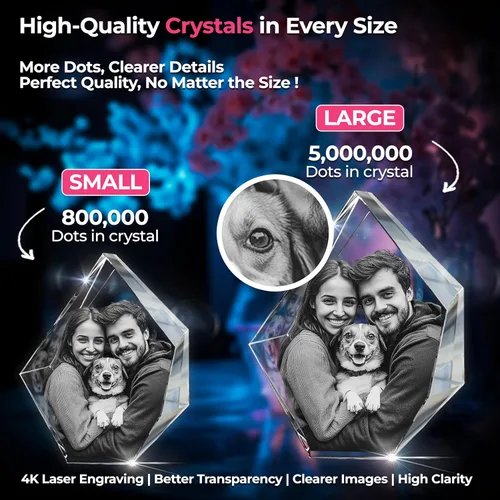 Vista 2 de 3D innovation Foto de cristal 3D, regalos conmemorativos personalizados para mamá, papá, esposa, hombres, mascotas, detalle de cristal grabado