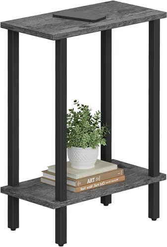 Vista 21 de TUTOTAK Mesa auxiliar pequeña, mesa de extremo estrecho, mesa de sofá delgada, mesita de noche delgada, mesa de sofá, sala de estar, dormitorio Negro