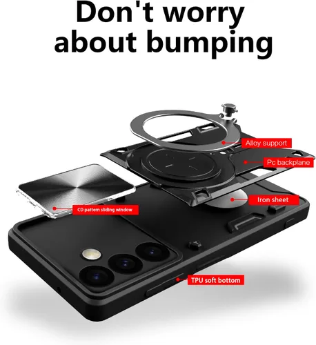 Vista 3 de MingWei Funda para Galaxy S24 Plus [con soporte de 360°] Soporte magnético para automóvil [absorción de impactos] Funda de protección resistente